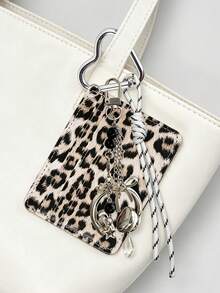 Leopard Print PU Multi‑Slot Card Holder With Earphone Pendant And Lanyards,Stylish Card Holder Keychain,Y2k Id Card Sleeve,Credit Card Pouch,Bag Decor - Multicolor - View 9