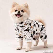 Opjoys 1pc Halloween Bandage Kitten Print Dog , Halloween Style Skin-Friendly Knitted Four-Legged Design Round Neck Ribbed Cuffs Warm Belly Protection Anti-Shedding Pet Home Wear Spring Autumn Daily - White - View 5