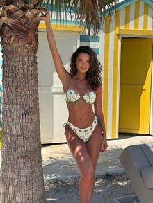 Bikinx Women's Steel Hoop Holiday Printed Bikini Set With Tassel Tie Vacation Beach Summer - Multicolor - View 2