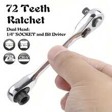 72-Tooth Dual-Head Mini Ratchet Wrench - 2-In-1 Quick Release Right Angle Wrench, 1/4 Inch Drive, Chrome Vanadium Steel Forged, Suitable For Tight Spaces Automotive/Home Repair, Compact Socket Wrench Set - 1 - View 6