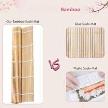 24 * 24 Cm Bamboo Sushi Rolling Mat, 3-Piece Bamboo Sushi Set, Simple DIY Kit For Beginners To Make Homemade Sushi - View 2