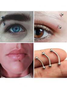 3PCS/10PCS Body Piercing Kit For Eyebrow,Rook Piercing G23 Titanium Banana Bar Eyebrow/Rook Jewelry At Home Self Body Piercer Kit - Multicolor - View 10