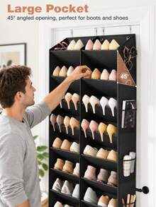 Over-The-Door Shoe Organizer (6-Tier/8-Tier) – Space-Saving Hanging Shoe Rack Suitable For Doors Or Walls; Features High-Capacity, Deep Pockets (Options Ranging From 6 To 16 Pockets). Ideal For Apartments And Dormitories; A Great Holiday Gift. - Multicolor - View 8