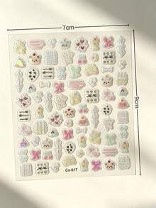 1pc/1set Ins Style Girly Laser Decorative Stickers, Transparent Base, Bow & Dessert Pattern, Holographic Shiny Finish, Suitable For Laptop Decoration, Planner Supplies, Sticker Books, Earphones And Daily Items Decoration - CO617 - View 7