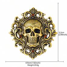 1pc Vintage Zinc Alloy Micro-Inlaid Rhinestone Skull Brooch, Memento Mori Baroque Skull Pin For Dress, Coat, Scarf, Bag, Suitable For Women's Daily And Party Wear - Skull - View 7