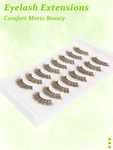 8 Pairs Natural Voluminous Brown Eyelashes, Multi-Layer Fluffy 5D 3D Curved Brown Eyelashes - Brown - View 5