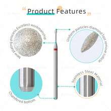 Mini Flame Shape Nail Drill Bit 3/32", Professional Diamond Nail Drill Bit For Cuticle And Dead Skin Removal, Pre-Manicure Treatment, Bi-Directional Rotation, Nail Salon Supplies - Multicolor - View 4