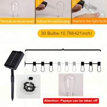 1 Set 5m/10 LED Or 8m/20 LED Waterproof Solar Powered Papaya String Lights, Warm White, 8 Lighting Modes, Suitable For Outdoor, Party, Camping, Home, Road And Railing Decoration - Papaya Lamp - View 2