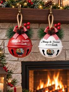 1pc Personalized Photo Memorial Bell Christmas Ornament, Custom Text In Memory Of Loved One Metal Bell,Jingle Bell Ornament 2026,Christmas Tree Hanging Decoration, Bereavement Sympathy Remembrance Keepsake Gift,Christmas Gift - Multicolor - View 4