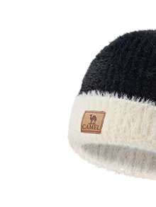 CAMEL CROWN Outdoor Faux Fur Knit Beanie, Colorblock Knit Hat For Autumn/Winter, Warm And Windproof Ear Protection, Large Size Wool Hat - Black/White - View 3