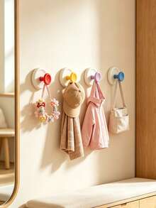 1 Set 4Pcs/8pcs Multi‑Color Dopamine Wall Hooks, Cute Wall Hooks For Children Room Organization,Baby Stuff,Room Essentials,Baby Girl Stuff - Multicolor - View 6