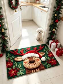 1pc Christmas Deer Doormat, Doormat, Small Rug, Welcome Mat, Carpet, Floor Mat, Outdoor Doormat, Kitchen Rug, Home Decor, Front Door Mat, Area Rug, Outdoor Mat, Home Decor - Multicolor - View 5