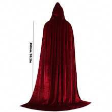 Witch Velvet Cloak, Halloween Hooded Cape Party Performance Robe Costume, Vampire, (Cloak Rope Material And Color Random) - Multicolor - View 7