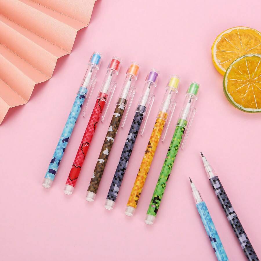 1pc Mosaic 9-Section Assembling Pencil, Pencil Cap With Built-In Eraser, HB Replaceable Pencil Segments No Sharpening Required, 9 Independent Pencil Segments For Assembling And Disassembling Like Building Blocks, 2-In-1 Writing And Playing, Fun Pencil Cap With Built-In Eraser For Convenient Erasing And Correcting Without Carrying Extra Eraser, HB Hardness Lead Core For Smooth Writing And Clear Handwriting, Resistant To Breaking - A - View 1