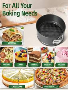 Set Loyang Kue Springform 1/3 buah, Cetakan Kue Anti Lengket dengan Alas yang Dapat Dilepas, Cetakan Kue Bulat, Cocok untuk Kue Keju, Pai, dan Makanan Penutup - Peralatan Memanggang - Gaya Bulat - View 4
