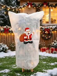 Christmas Plant Frost Protection Cover, Reusable Non-Woven Plant Winter Jacket Bag With Drawstring, Reindeer Tree Snowman Santa Pattern Plant Protecting Bag For Outdoor Garden Pots, 4 Styles Available - Multiple Styles - View 13