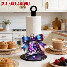 Acrylic Christmas Bell Paper Towel Holder, Desktop Standing Roll Paper Rack, Lightweight And Affordable Kitchen Restaurant Bathroom Storage Rack, Holiday Party Birthday Gathering Decoration Ornament (Paper Towel Not Included) - A - View 3