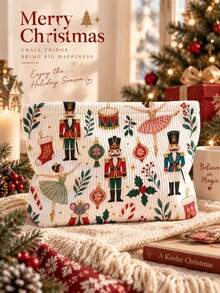 New Black & Pink Nutcracker Pattern Makeup Bag | French Print Travel Organizer Bag | Travel Essential | Pool Essential | Toiletry Bag | Pool Storage Bag | Mother's Day Gift | Teacher's Day Gift | Suitable For Moms, Teachers, Friends And Nurses | Home Essential | Graduation Gift | Easy To Clean Design | Portable Makeup Bag - Multicolor - View 3