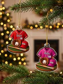 1 buah Ornamen Baseball dengan Teks Personalisasi, Ornamen Natal Pemain Baseball 2026, Ornamen Pohon Baseball, Hadiah Baseball, Ornamen Jersey Nama Tim - MultiWarna - View 5