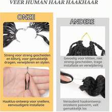 VALLBEST Crochet Human Hair Deep Wave 100% Human Hair High Quality Knotless Feather Extension 60g/Pack 16~26 Inch Full Invisiable Knot With String Pre Looped Crochet Human Hair Pre-Separated Invisible Miracle Knots Hair Extension Lightweight Reusable - Natural Black - View 6