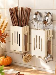 Kitchen Utensil Storage Rack, Spoon & Chopstick Draining Rack, Multi-Functional Built-In Drainage Storage Box, Home Chopstick Holder, Kitchen Utensil Rack, Knife, Fork, Spoon Storage Rack, Suitable For Kitchen, Bathroom, Living Room, Etc., Essential Home Decor, Compact & Space-Saving (Please Check Size Before Ordering) - Multicolor - View 5