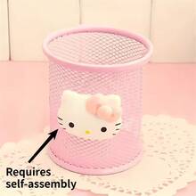 Hasbro 1PC Sanrio Hello Kitty Pen Holder Desktop Storage Box Desktop Decoration With Mesh Storage Compartment, Suitable For Schools And Offices - Decorative Storage Box For Pens, Pencils, Markers, Can Be Used As A Gift - One Size - View 6