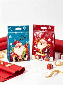 18pcs/Set Christmas Standing Gift Bags, Santa Claus Self-Sealing Zipper Bags With Handles, Holiday Party Decoration Gift Packaging Supplies - Multicolor - View 7
