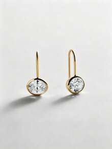 3 Pairs CZ Dangle Earrings Set 14K Gold Plated Copper Inlaid Cubic Zirconia Drop Earrings Minimalist Everyday Jewelry For Women - Multicolor - View 4