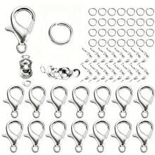 80pcs Lobster Clasp/Bag Clasp/Jump Ring Combination Set, Includes 20pcs Lobster Clasp, 20pcs Bag Clasp And 40pcs Jump Ring, Suitable For Jewelry Making, Beading, Spacer Connector, Necklace Closure - Lobster Clasp & Button & Jump Ring - View 7
