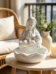 1pc Children's Statue With Wavy Bowl, White Holy Water Basin, Virgin Mary Small Statue, Suitable For Shelf Altar, Elegant Religious Home Decor, Wavy Bowl Tray, Altar Home Decor, Christian Gift - 1 Pc - View 7