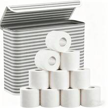 22L Toilet Paper Storage Rack, Holds 9-12 Rolls, Foldable Fabric Toilet Paper Basket With Lid, Bathroom Paper Towel Organizer, Toilet Paper, Towels And Toiletries, Gray, Toilet Paper Storage Container - Multicolor - View 5