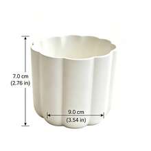 1pc Matte White Petal Rim Vertical Ribbed Flower Pot, Creative Round Wavy Open Mouth Succulent Planter, Nordic Modern Minimalist Style Balcony Desktop Window Sill Home Decor Flower Vase Small Ornament - Petal Flower Pot - View 2