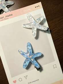 1pc Starfish Hair Clip Bangs Clip Hairpin Head Accessory Premium Side Clip Side Hair Alligator Hair Clip - Multicolor - View 2