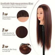 Training Head 20 Inch Jacques Synthetic Fiber Model Head Hair Styling Beauty Model Head Hairdresser Practice Training Teaching Head - View 6