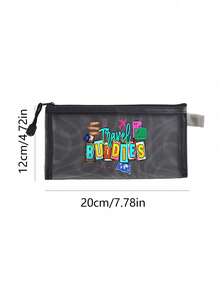 Travel Buddies Themed Mesh Document Storage Bag/Passport Storage, With Multiple Aircraft Routes And Travel Elements Printed With English Letters - Multicolor - View 11