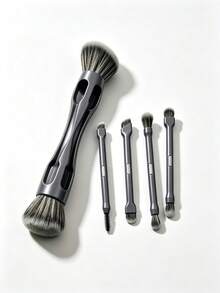 10 In 1 Magnetic Detachable Makeup Brush Set, Portable Travel Cosmetic Brushes, Soft Synthetic Bristles For Powder Blush Eyeshadow Contour Concealer, Multi-Functional Makeup Tools For Beginners/Halloween/Christmas/Random Style - Multicolor - View 1