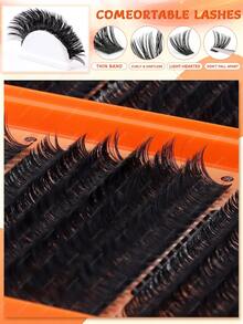 720/684/648/120 Clusters Lashes D Curl Thick Fluffy Fish Tail Eyelashes High Capacity, DIY At Home, Fake Lashes Book Beginner Friendly Kit, Long Lasting Eyes Makeup, Segmented Lashes Extensions Lightweight Bundle Lash With Lash Glue, Tweezers, Brush - Burnt Orange - View 8