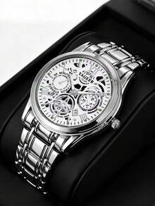 6pcs/Set Boys Fashion Casual Calendar Wrist Watch Set, Stainless Steel Material, Must-Have Birthday Gift For Boys - Multicolor - View 9