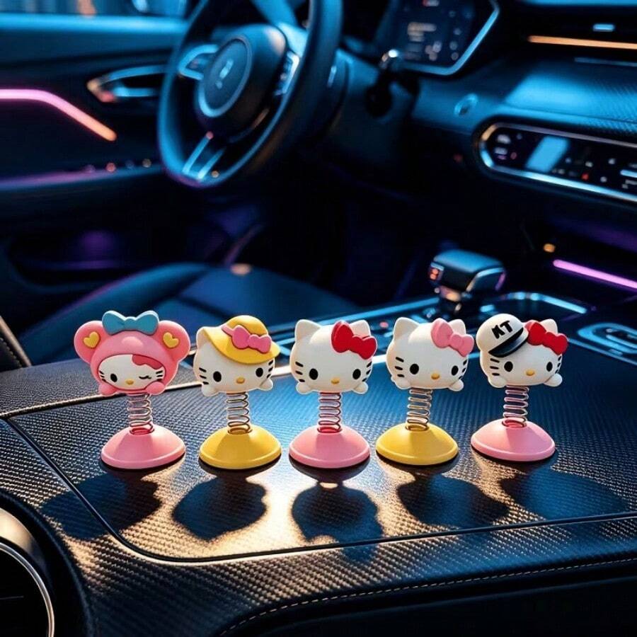 Hasbro 1PC Sanrio Hello Kitty Car Dashboard Bobblehead, Cute Suction Cup Spring Doll, Dual-Use Car And Desktop Decor Gift, Non-Slip Car Accessory Suitable For Men And Women, Fun Gift For Friends And Yourself - One Size - View 1