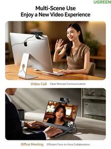 UGREEN Computer Webcam, 1080P High Definition, Built-In Noise-Canceling Dual Microphone, Video Conferencing Desktop Laptop External Camera - View 8