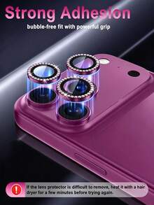 3 Packs [2026 New] 9H Tempered Glass Diamond Camera Lens Protector Compatible With Iphone 18 Pro Max/18 Pro, Ultra Thin, Scratch Resistant, Anti-Fingerprint, Shatterproof, Individual Metal Lens Covers, HD Clear, Bubble Free, Easy Install, Case Friendly, Cherry Red, Birthday Gift For Women - Burgundy - View 4