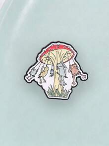 Mushroom Swing Frogs Enamel Pin Fairy Tale Cartoon Frog Lapel Badge Metal Brooch For Backpack Jacket Cute Accessory Gift - Multicolor - View 6