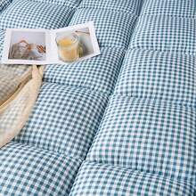 Plaid Thin Mattress Pad, Soft Breathable Floor Sleeping Mat, Multiple Sizes Available, All-Season Use, Suitable For All Bed Types - Baby Blue - View 9