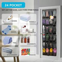 2Pcs MultiPocket 24 Pockets Oxford Mesh Over Door Shoe Organizer Sturdy Hanging Closet Storage Space Saving Shoe Rack Holder For Apartment Dorm Room Organization Holiday Season Gift Black - Multicolor - View 3
