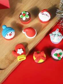 Rubber Eraser Small Gift Box Christmas Series Eraser Gift Box Christmas Small Gift Christmas Santa Claus Christmas Hat Crafts Christmas Gift Eraser - Multicolor - View 3