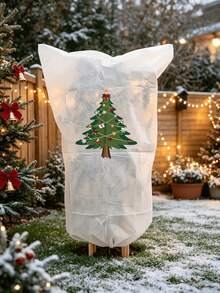 Christmas Plant Frost Protection Cover, Reusable Non-Woven Plant Winter Jacket Bag With Drawstring, Reindeer Tree Snowman Santa Pattern Plant Protecting Bag For Outdoor Garden Pots, 4 Styles Available - Multiple Styles - View 14