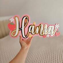 1pc Personalized Custom Name Acrylic Double Layer Laser Cut, Indoor Decoration Nameplate Double Layer, Party Decoration - Multicolor - View 2