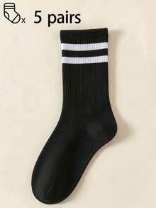 1/5/10/20/30/40 Unisex Casual, Simple, Fashionable, Versatile, Casual, Sweat Absorbing, Breathable, Mid Length Socks For Couples - Multicolor - View 7