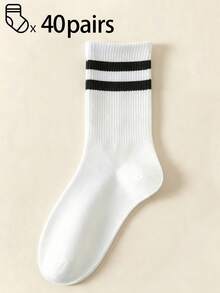 1/5/10/20/30/40 Unisex Casual, Simple, Fashionable, Versatile, Casual, Sweat Absorbing, Breathable, Mid Length Socks For Couples - Multicolor - View 5