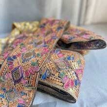 New 100cm Embroidered Lace Trim, Floral Embroidery Ribbon, DIY Home Decor, Clothing, Bags, Skirt Hem Accessories, Crafts And Sewing Supplies Embroidery Kit Trim - Multicolor - View 7